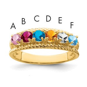 14k Polished 6-Stone Mothers Ring Mounting