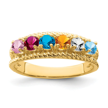 14k Polished 6-Stone Mothers Ring Mounting