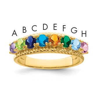 14k Polished 8-Stone Mothers Ring Mounting
