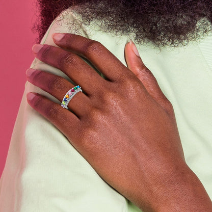 Sterling Silver Rhodium-plated Family Jewelry Mounting