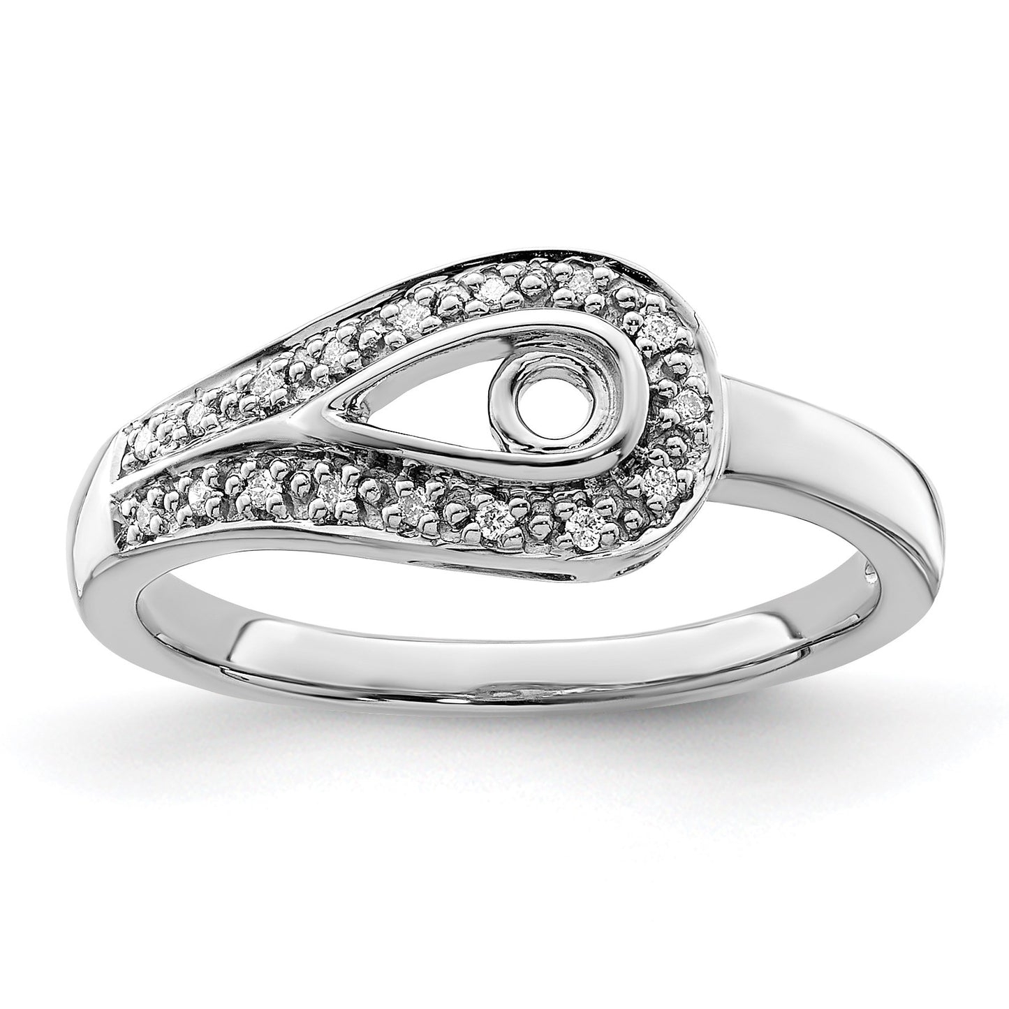 14K White Gold Family Jewelry Diamond Semi-Set Ring