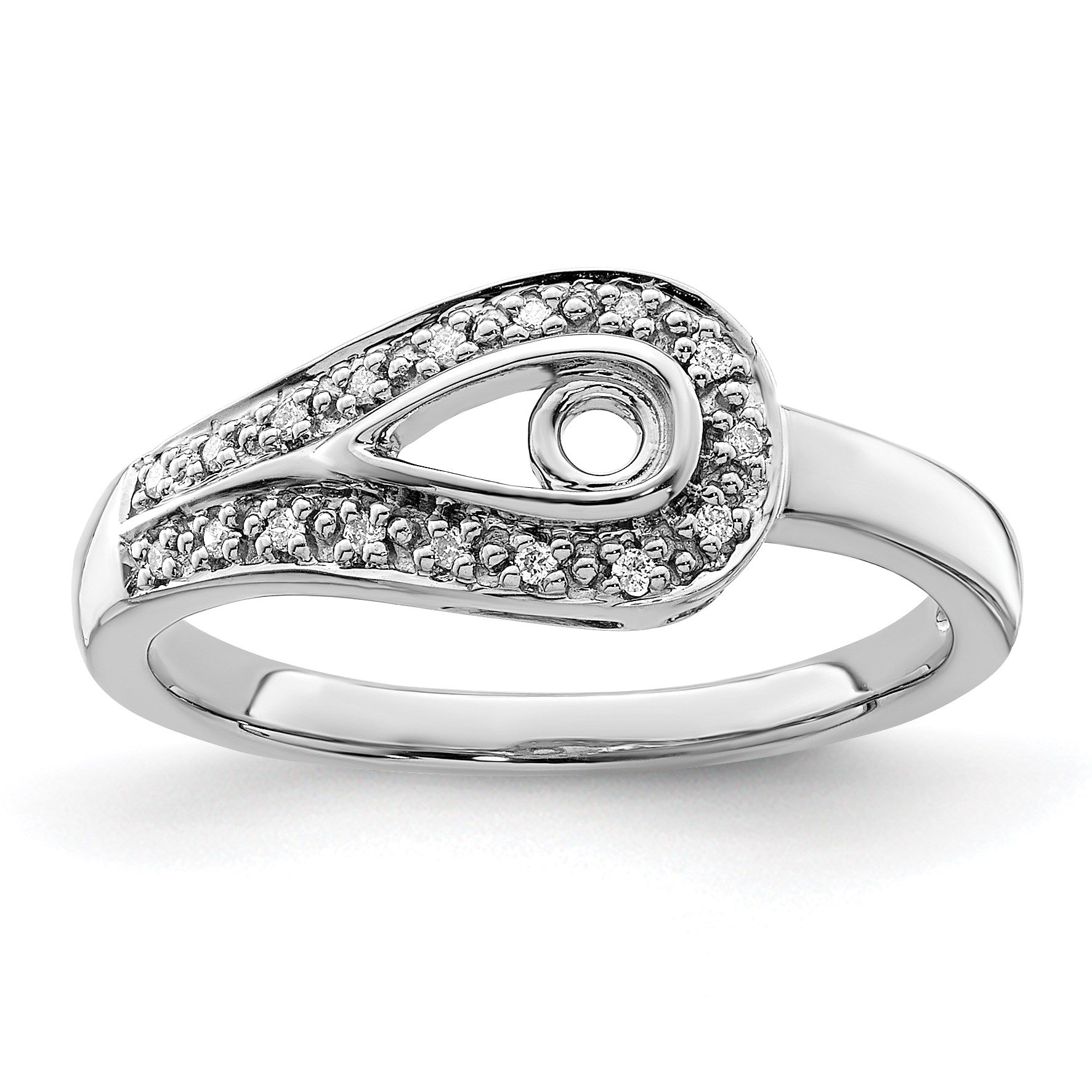 14K White Gold Family Jewelry Diamond Semi-Set Ring