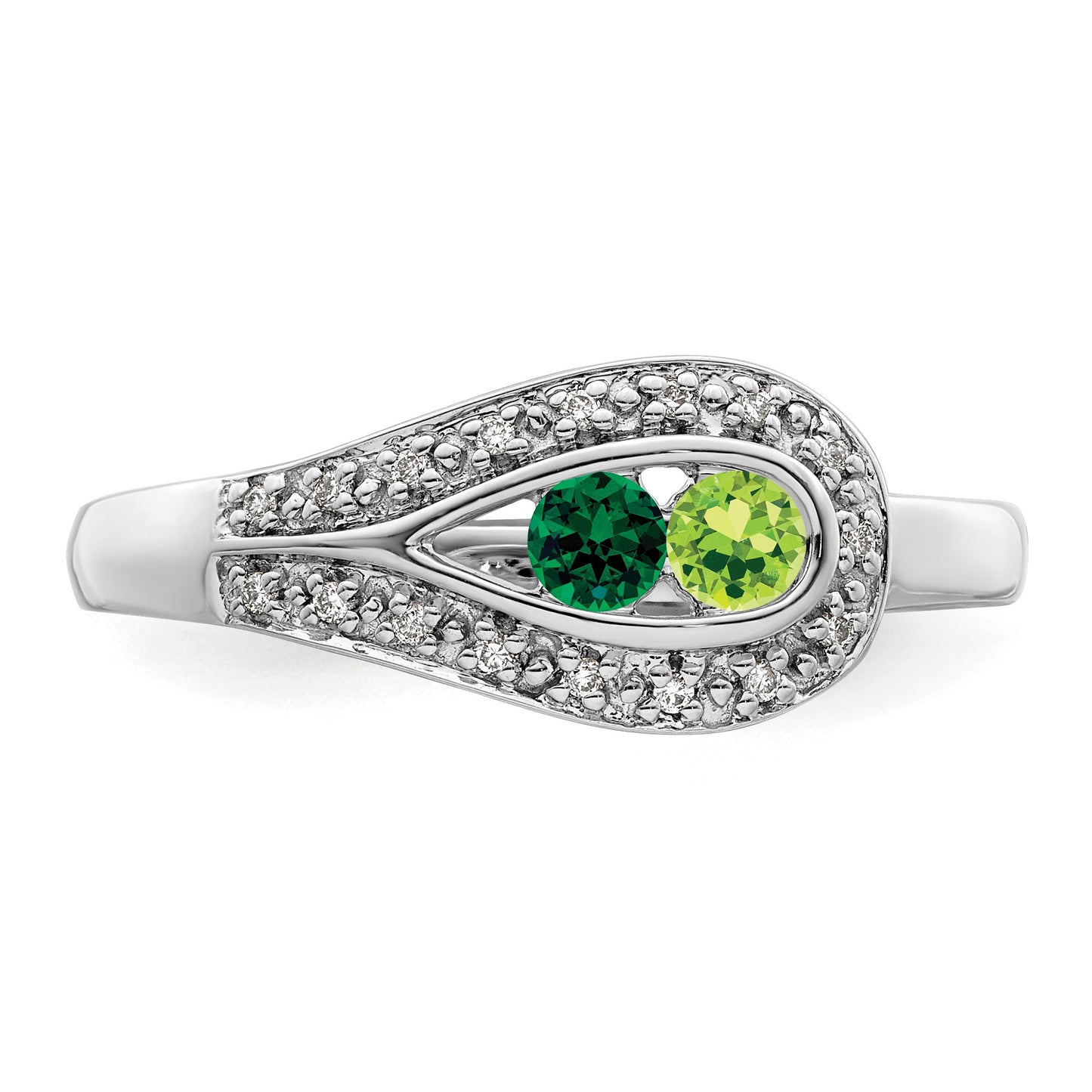 14K White Gold Family Jewelry Diamond Semi-Set Ring