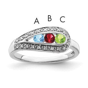 14K White Gold Family Jewelry Diamond Semi-Set Ring