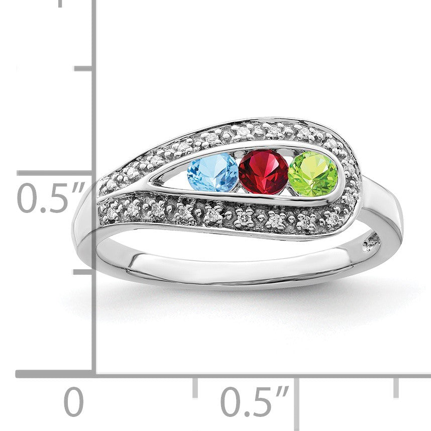 14K White Gold Family Jewelry Diamond Semi-Set Ring