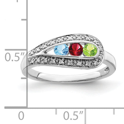 14K White Gold Family Jewelry Diamond Semi-Set Ring