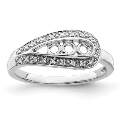 14K White Gold Family Jewelry Diamond Semi-Set Ring