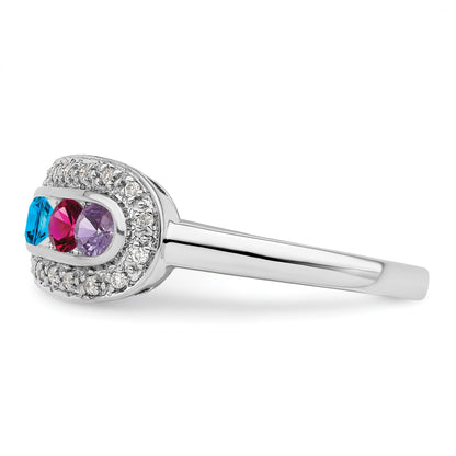 14K White Gold Family Jewelry Diamond Semi-Set Ring