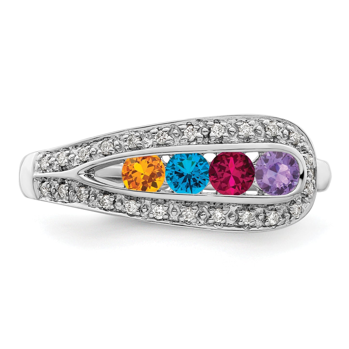 14K White Gold Family Jewelry Diamond Semi-Set Ring