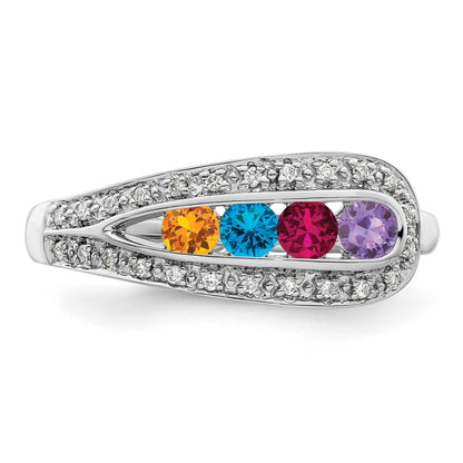 14K White Gold Family Jewelry Diamond Semi-Set Ring
