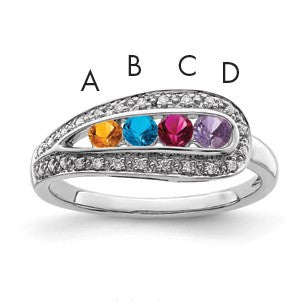 14K White Gold Family Jewelry Diamond Semi-Set Ring