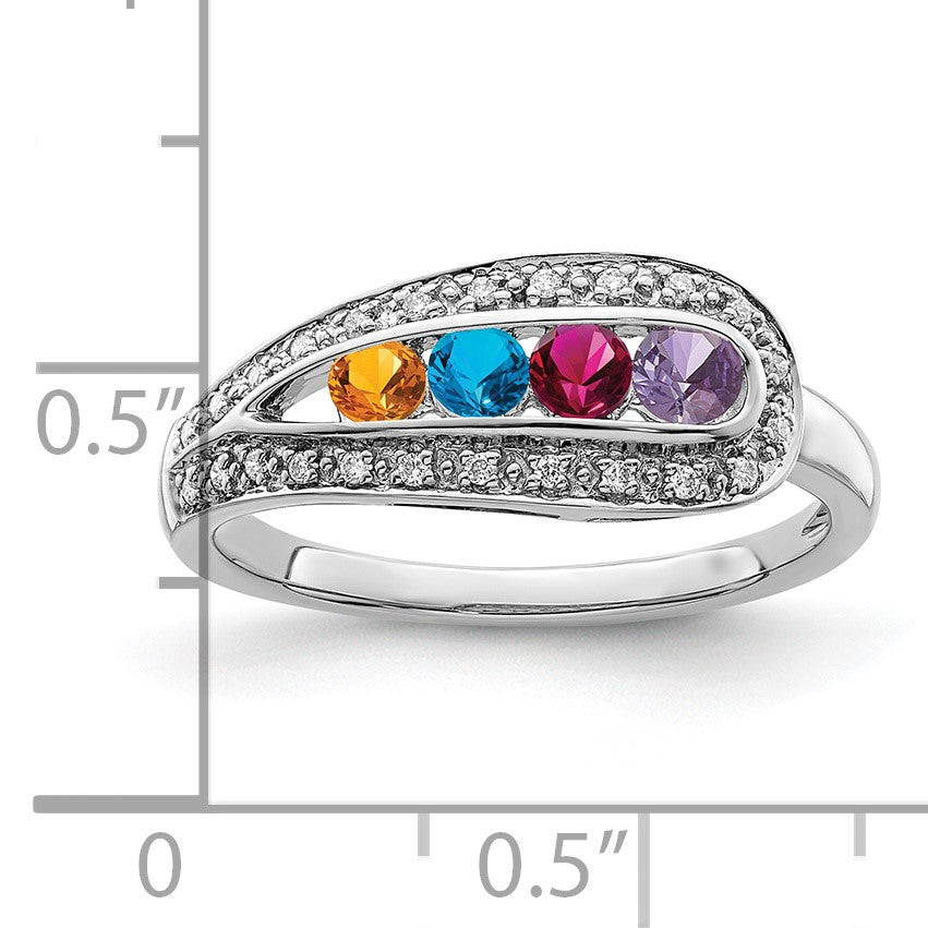 14K White Gold Family Jewelry Diamond Semi-Set Ring