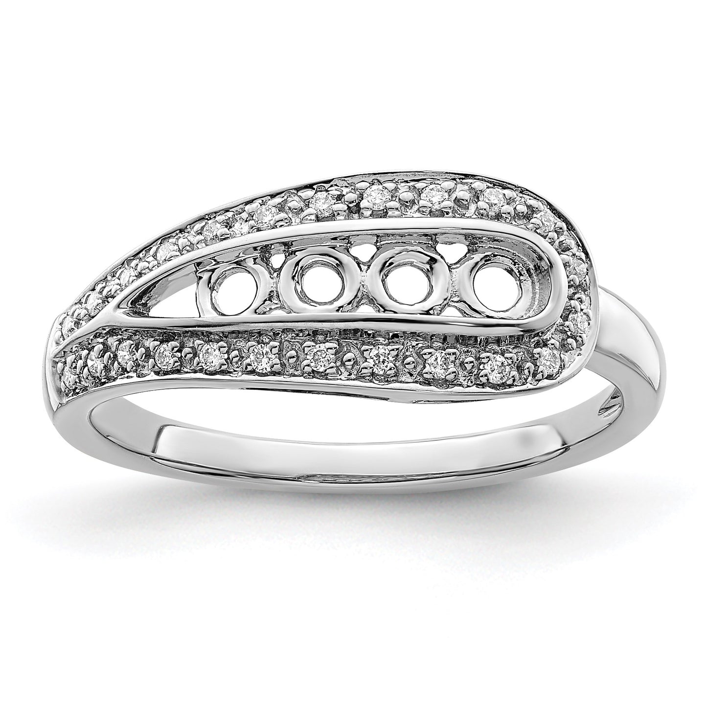 14K White Gold Family Jewelry Diamond Semi-Set Ring