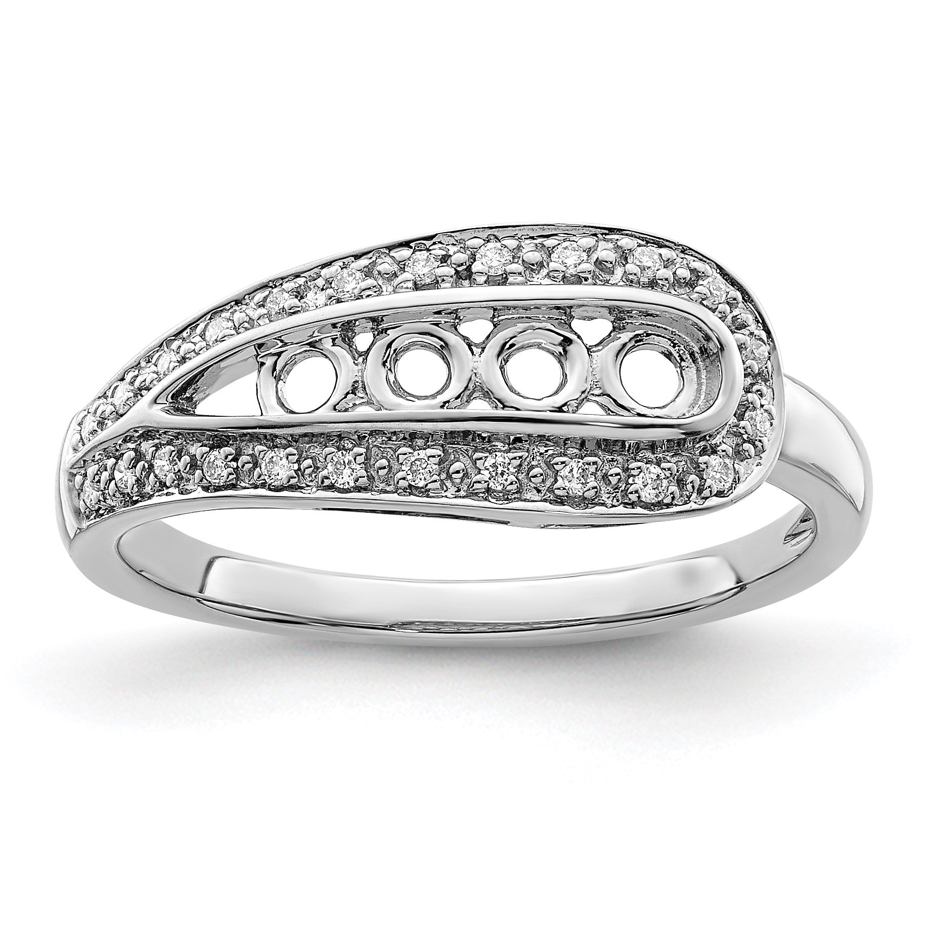 14K White Gold Family Jewelry Diamond Semi-Set Ring