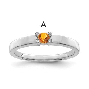 14K White Gold Family Jewelry Diamond Semi-Set Ring