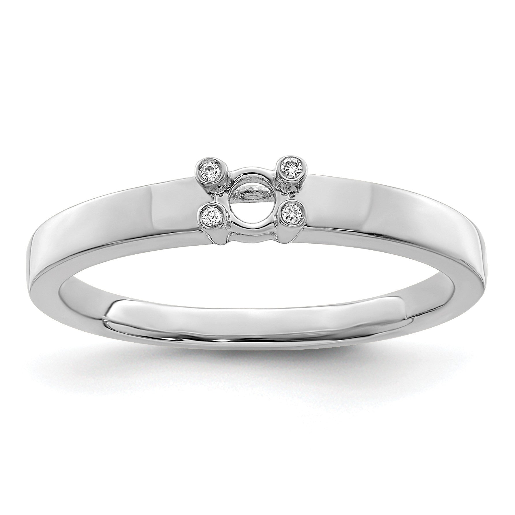 14K White Gold Family Jewelry Diamond Semi-Set Ring