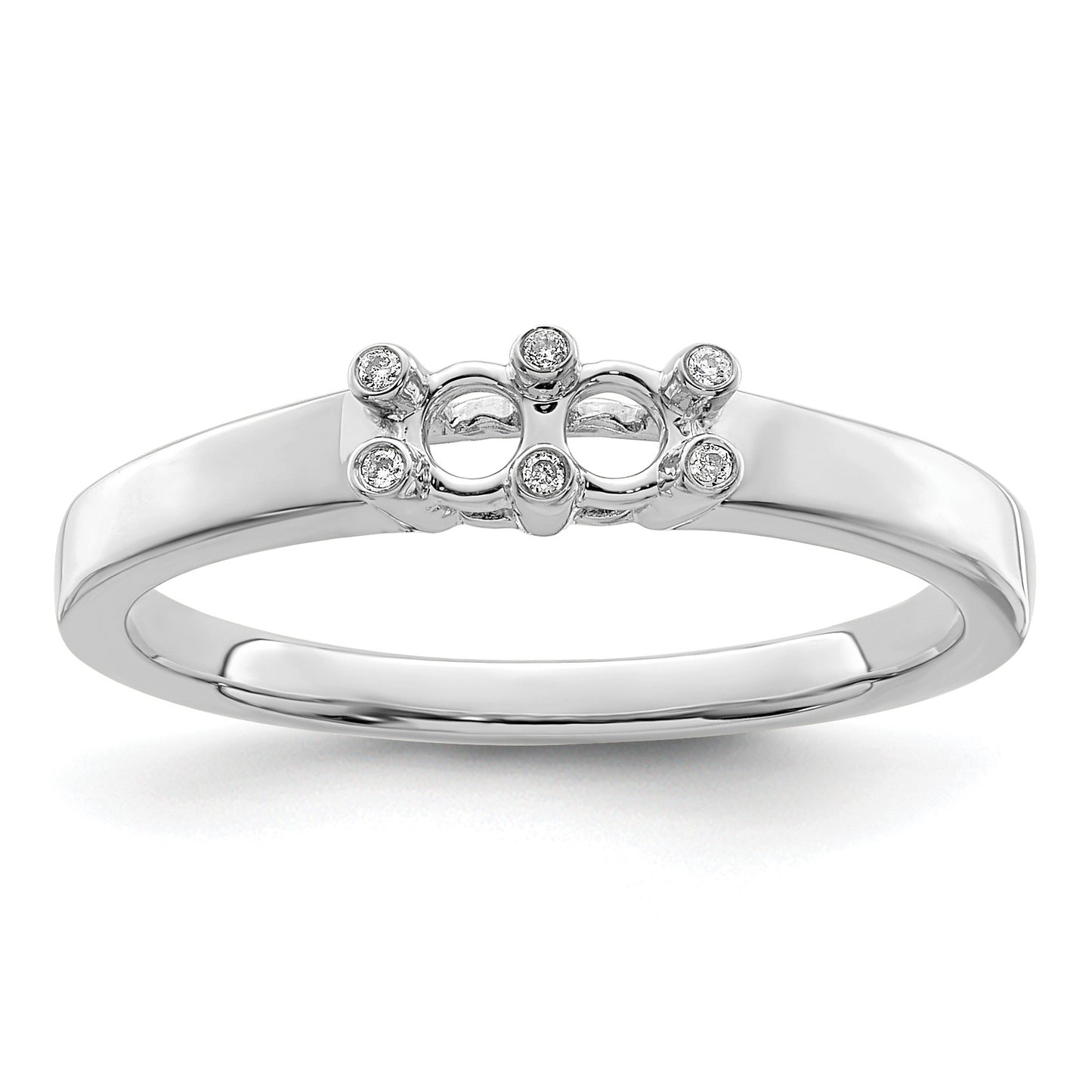 14K White Gold Family Jewelry Diamond Semi-Set Ring