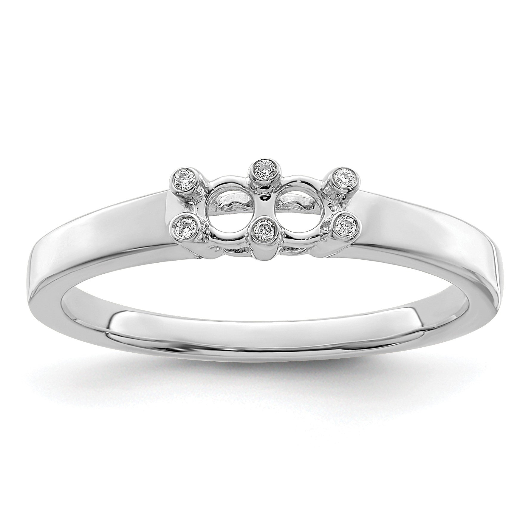 14K White Gold Family Jewelry Diamond Semi-Set Ring