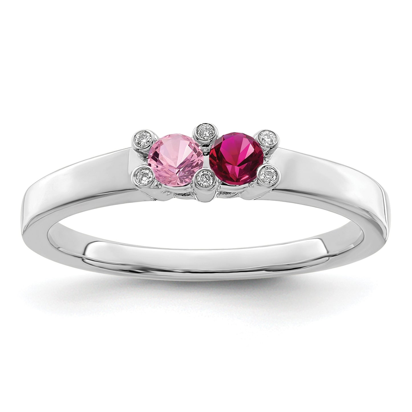 14K White Gold Family Jewelry Diamond Semi-Set Ring