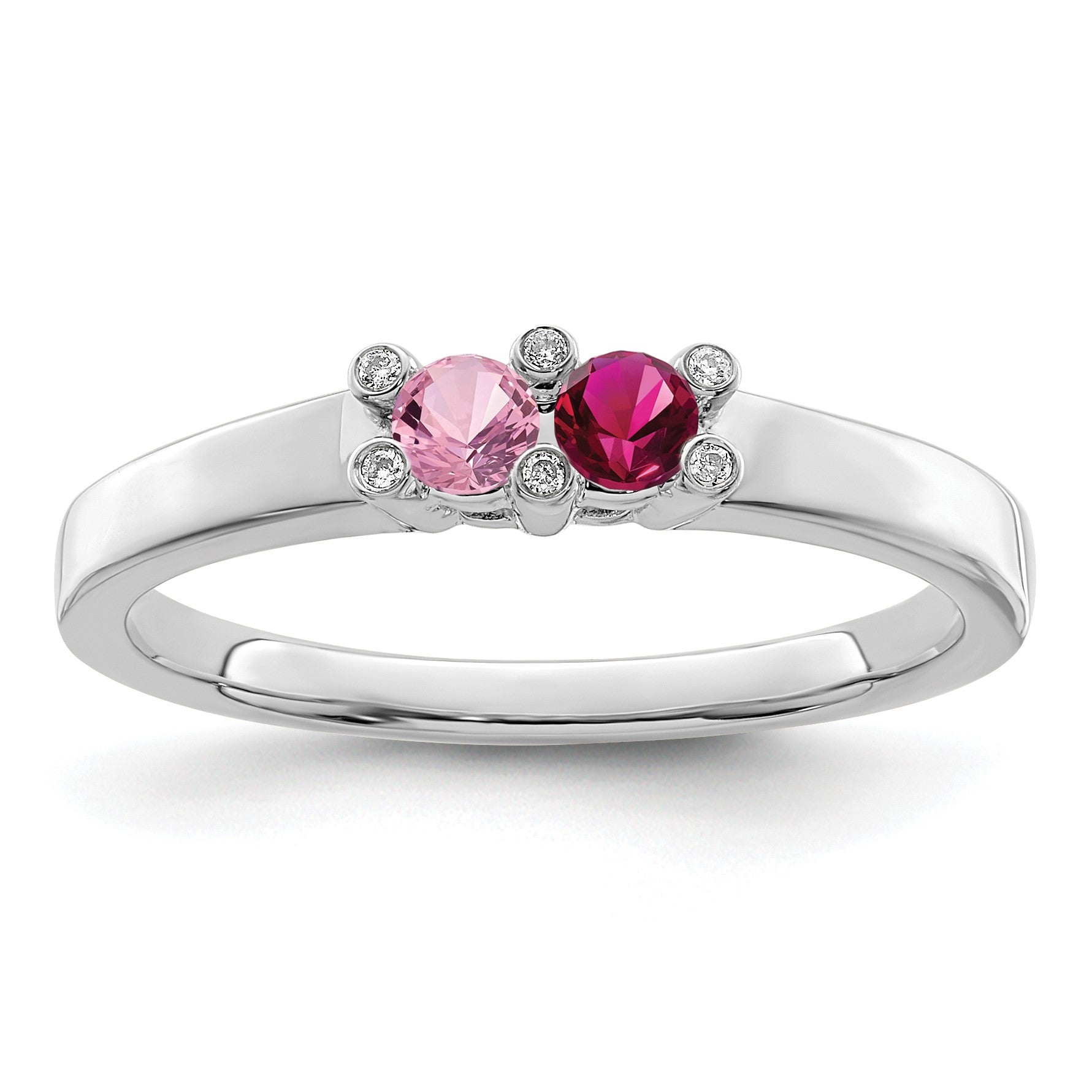 14K White Gold Family Jewelry Diamond Semi-Set Ring