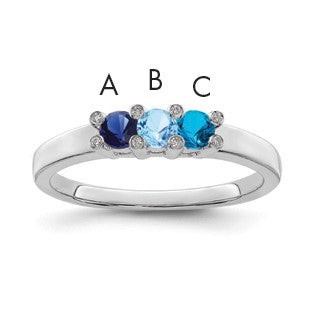 14K White Gold Family Jewelry Diamond Semi-Set Ring