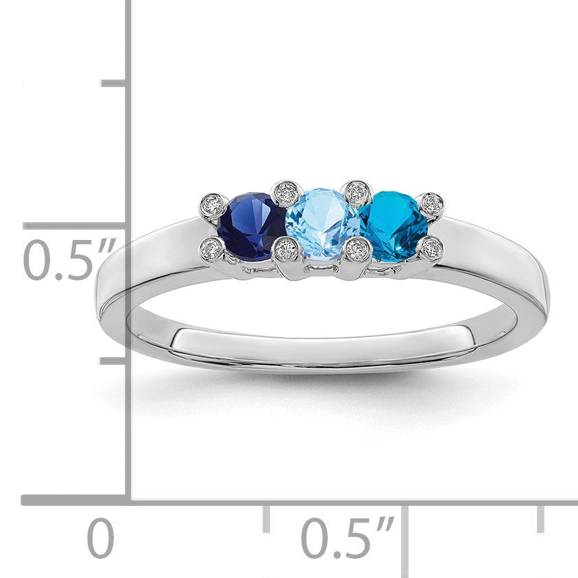 14K White Gold Family Jewelry Diamond Semi-Set Ring