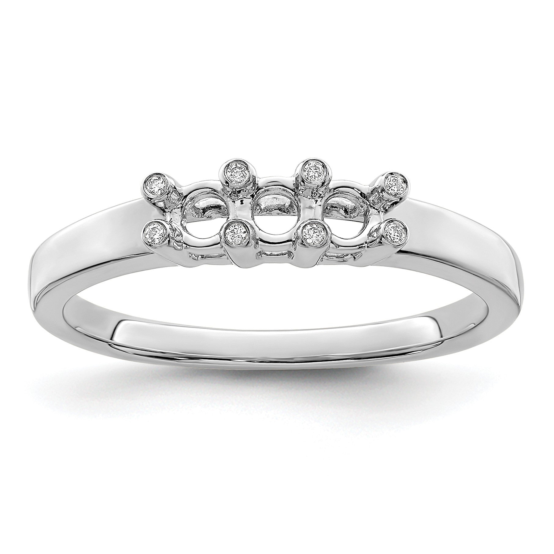 14K White Gold Family Jewelry Diamond Semi-Set Ring