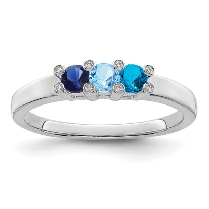 14K White Gold Family Jewelry Diamond Semi-Set Ring