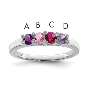 14K White Gold Family Jewelry Diamond Semi-Set Ring