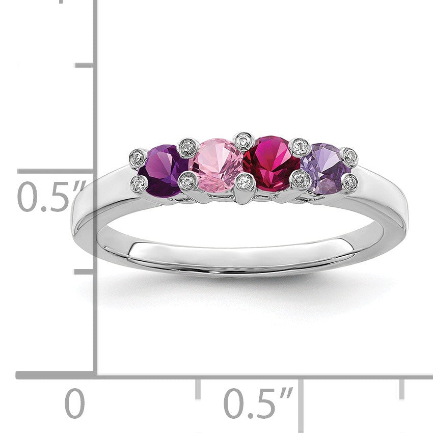 14K White Gold Family Jewelry Diamond Semi-Set Ring