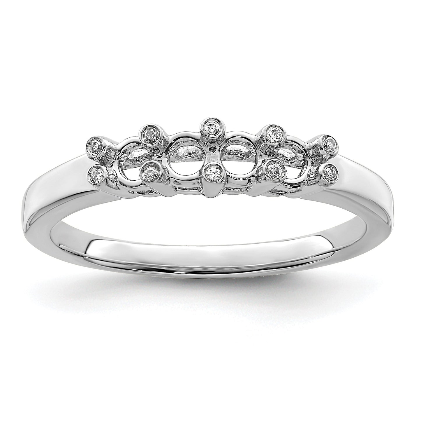 14K White Gold Family Jewelry Diamond Semi-Set Ring