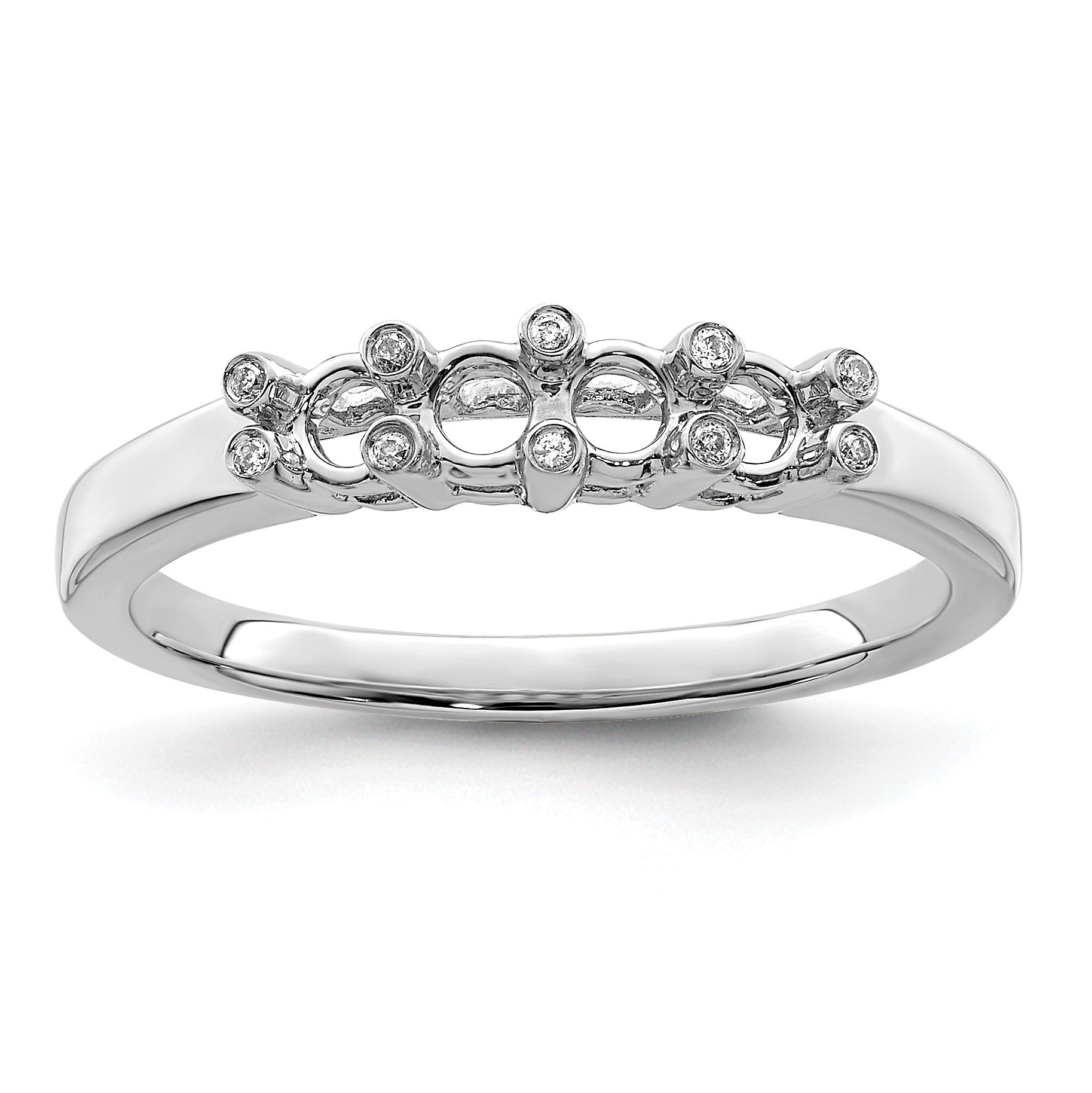 14K White Gold Family Jewelry Diamond Semi-Set Ring