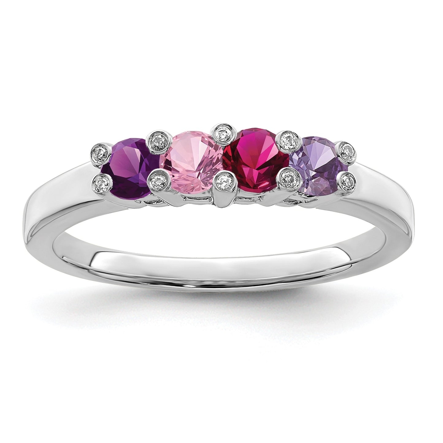 14K White Gold Family Jewelry Diamond Semi-Set Ring