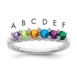 14K White Gold Family Jewelry Diamond Semi-Set Ring