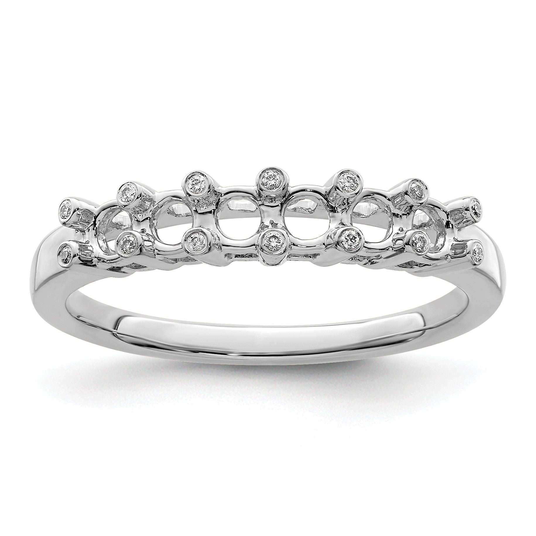 14K White Gold Family Jewelry Diamond Semi-Set Ring