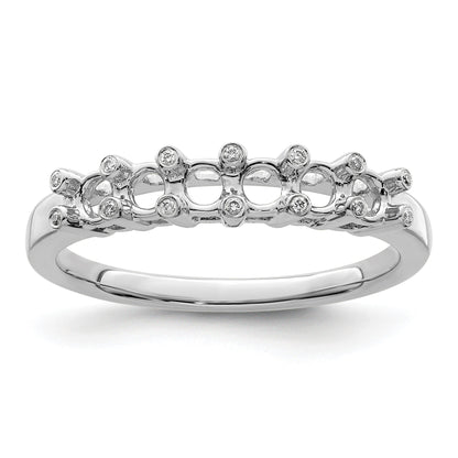 14K White Gold Family Jewelry Diamond Semi-Set Ring