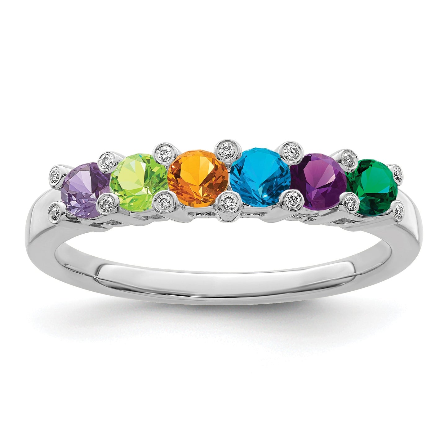 14K White Gold Family Jewelry Diamond Semi-Set Ring
