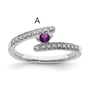 14K White Gold Family Jewelry Diamond Semi-Set Ring