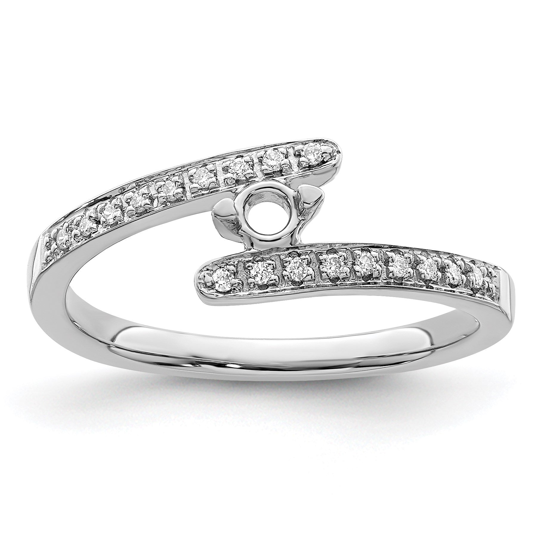 14K White Gold Family Jewelry Diamond Semi-Set Ring