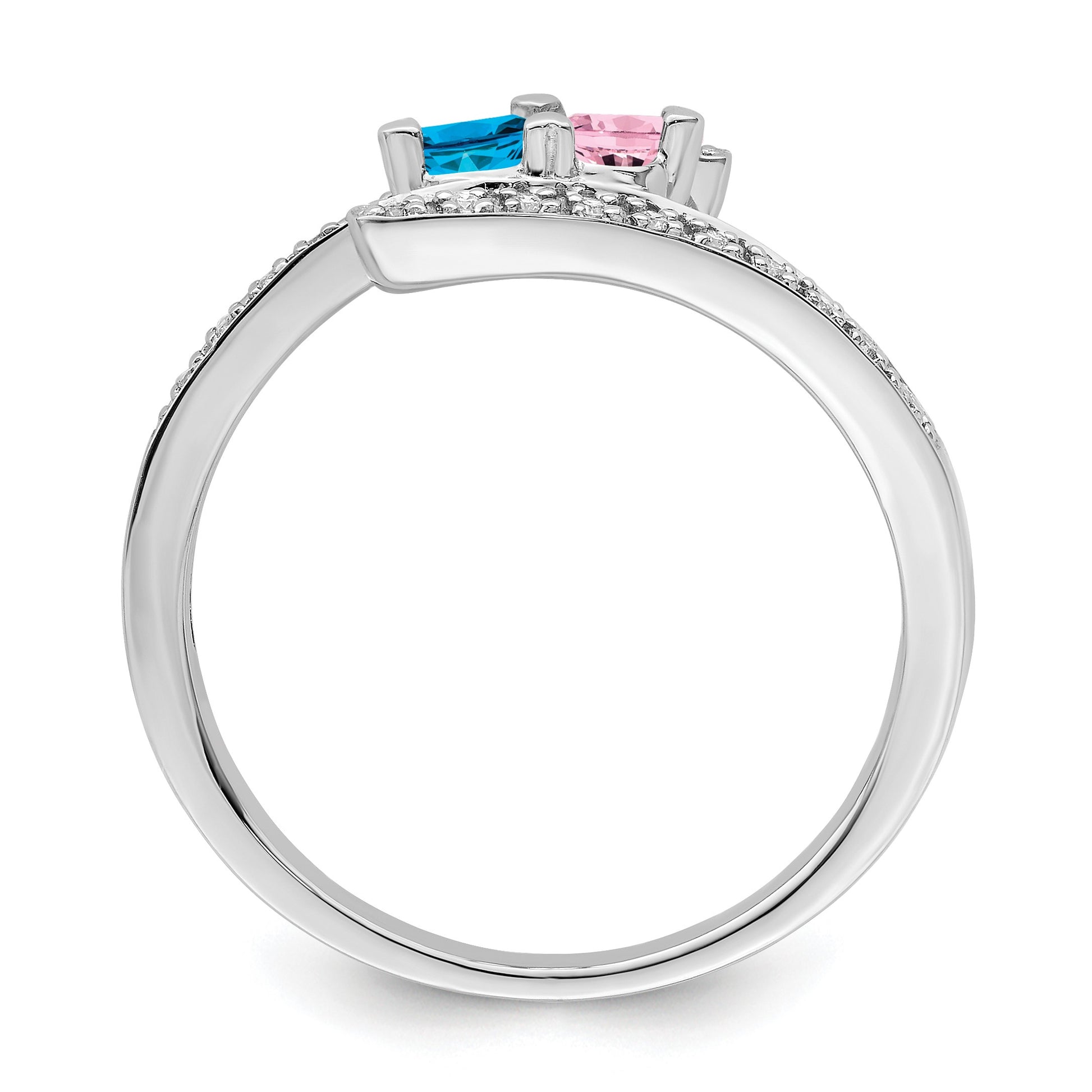 14K White Gold Family Jewelry Diamond Semi-Set Ring