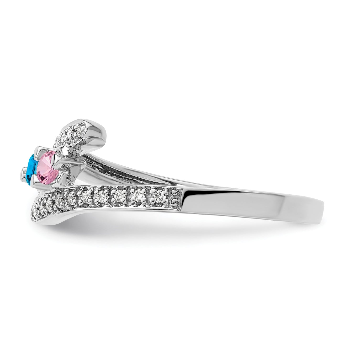 14K White Gold Family Jewelry Diamond Semi-Set Ring