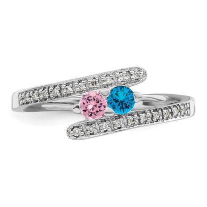14K White Gold Family Jewelry Diamond Semi-Set Ring
