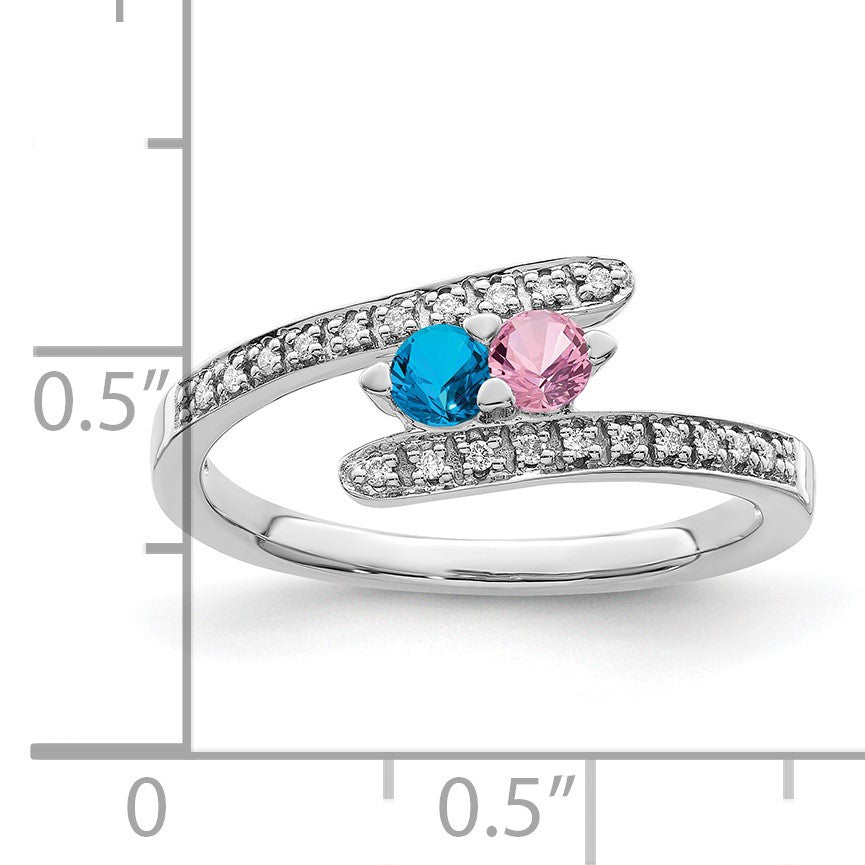 14K White Gold Family Jewelry Diamond Semi-Set Ring