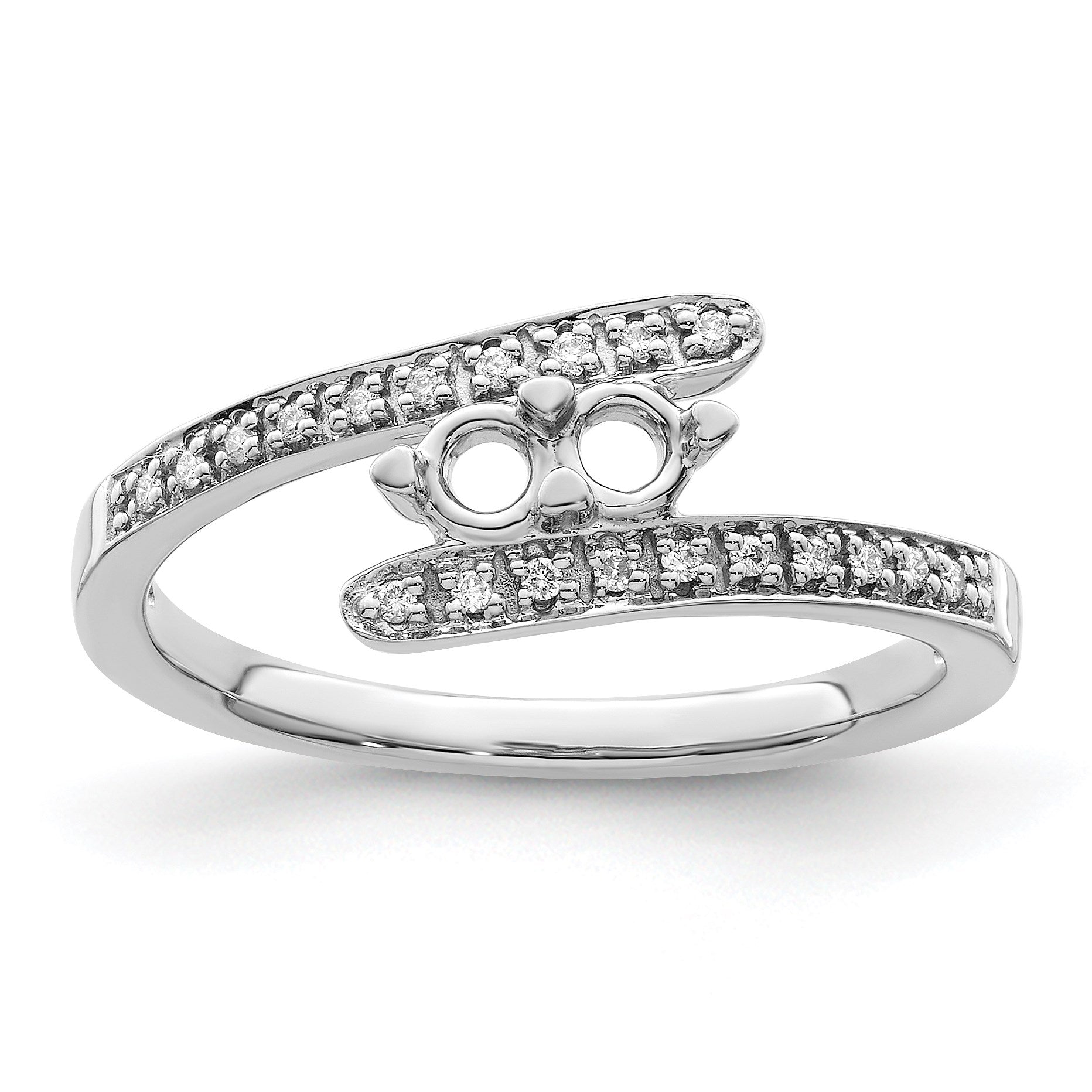 14K White Gold Family Jewelry Diamond Semi-Set Ring