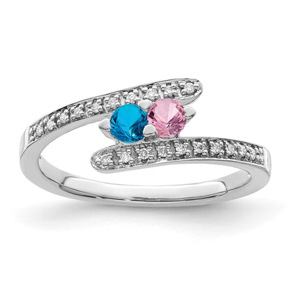 14K White Gold Family Jewelry Diamond Semi-Set Ring