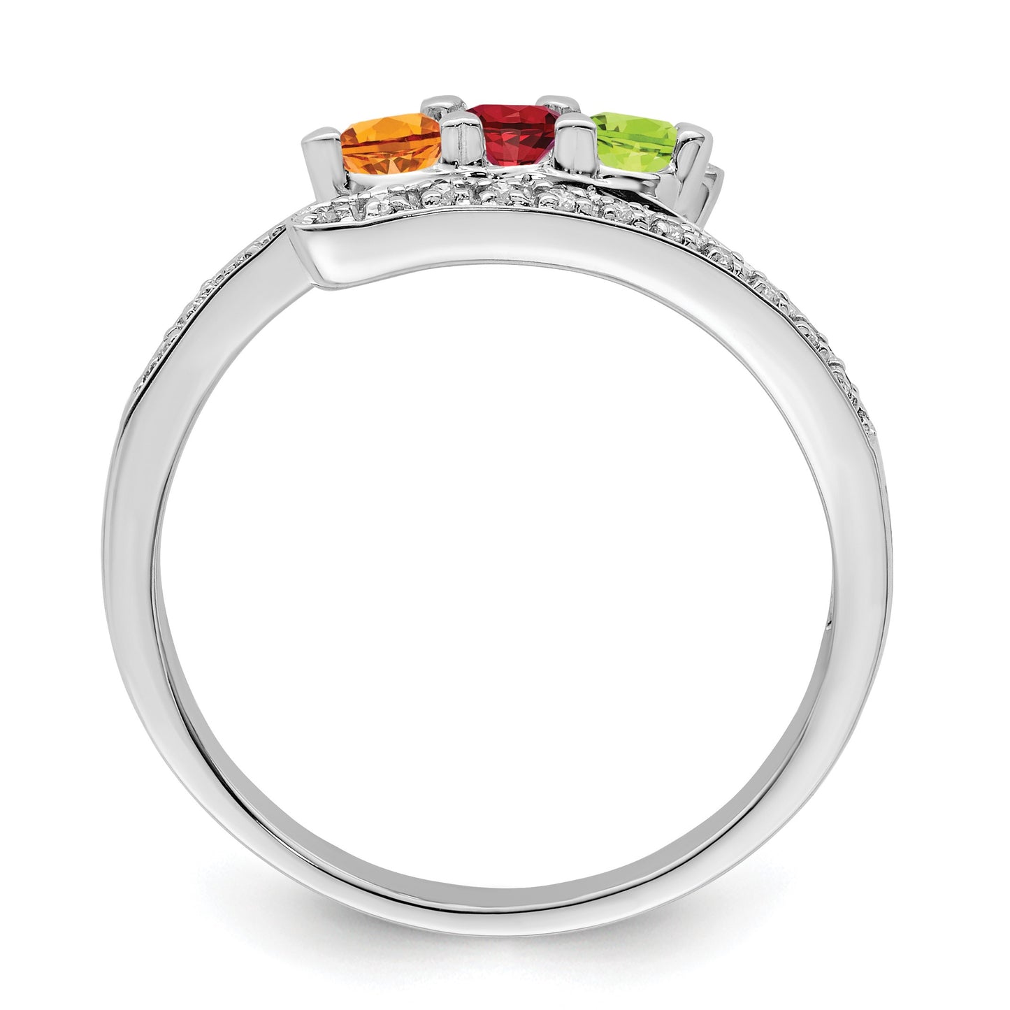 14K White Gold Family Jewelry Diamond Semi-Set Ring
