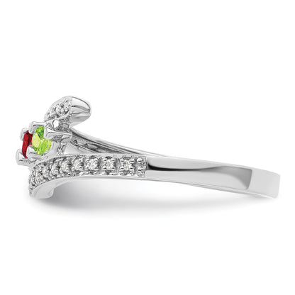 14K White Gold Family Jewelry Diamond Semi-Set Ring