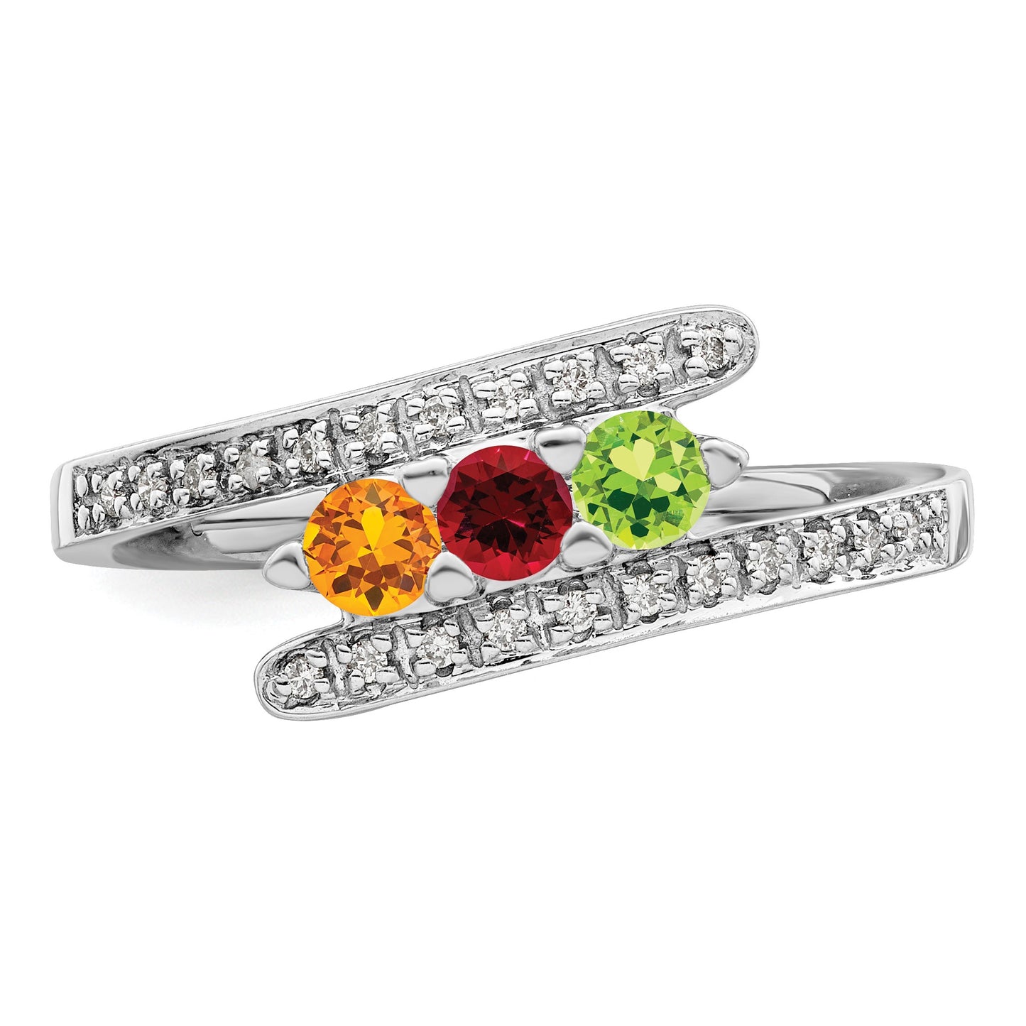 14K White Gold Family Jewelry Diamond Semi-Set Ring