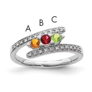 14K White Gold Family Jewelry Diamond Semi-Set Ring