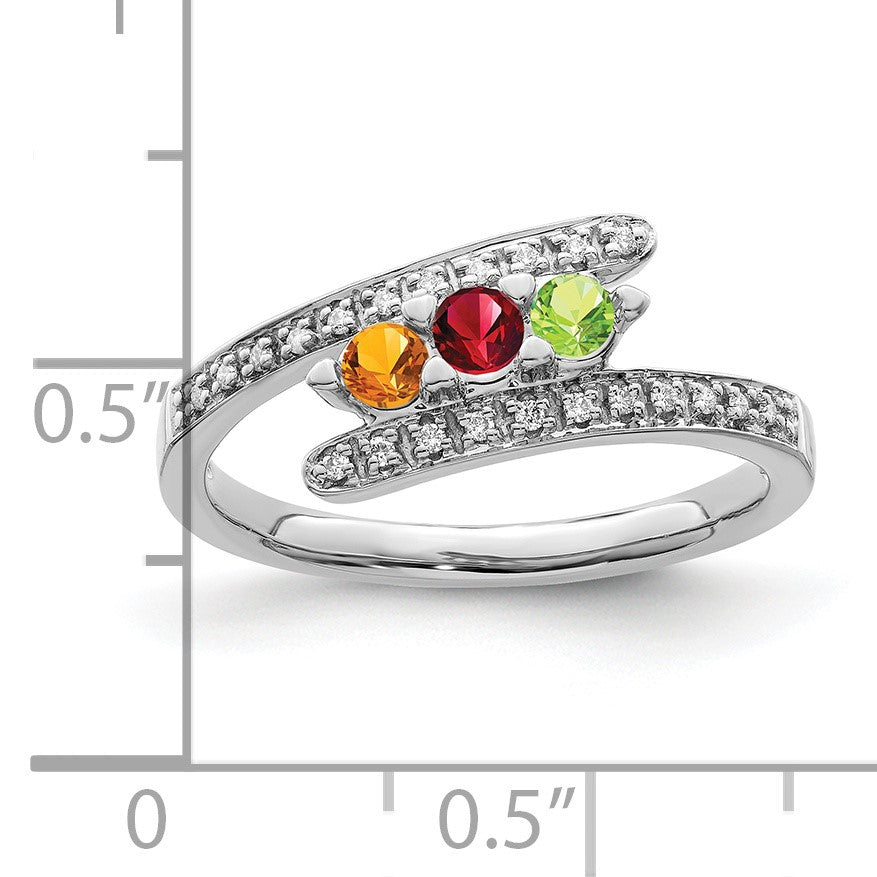 14K White Gold Family Jewelry Diamond Semi-Set Ring